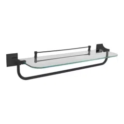 Somany Towel Rack Cum Shelf French Collection Giza Series All Black Finish Glass and Metal Body Wall Mount, 272151340341-image-93