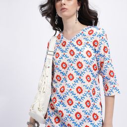 Anouk Rustic Abstract Printed V-Neck Straight Kurti-picture-22