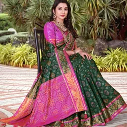 jayant creation Green Silk Blend Patola Sarees-picture-35