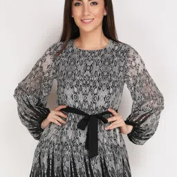 JAKANARY Print Puff Sleeve Chiffon Top-picture-44
