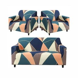 DECOR VATIKA Multicoloured Printed Velvet 3 Piece Sofa Cover With Arms-picture-33