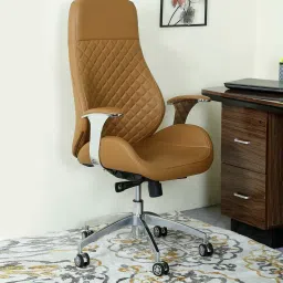 Vassio Leatherette Plywood Tan Executive Chair For Office-picture-21