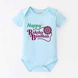 BLUSHES Infants Happy Raksha Bandhan Printed Pure Cotton Half Sleeves Bodysuit-image-41