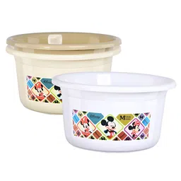 Aura White & Beige 3 piece Abstract Plastic Bath Accessories Set-52