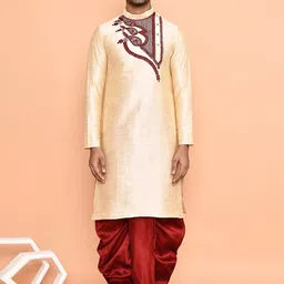 Arihant Rai Sinha Men Embroidered Regular Kurta with Dhoti Pants-picture-9