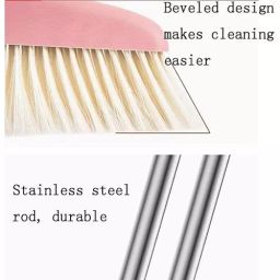 DeoDap Slightly Angled Brush For Easy Dirt Capture Assorted Color Long Handle Dustpan & Brush Set, 627 image 2