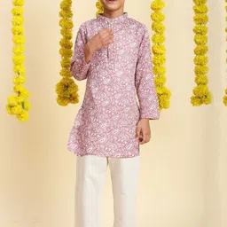 Cutiekins Boys Paisley Printed Straight Cotton Kurta with Pyjamas-image-99