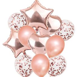 Crackles Metallic Foil and Confetti Balloons Combo Rose Gold - Pack of 14-28