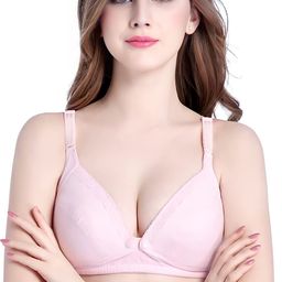 MOMISY Wire Free Cotton Non-Padded Maternity Nursing Bra - Pink-image-50