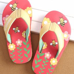 Cute Walk by Babyhug Slip On Flip Flops with Floral Print- Red-image-25