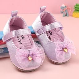 Babyoye Velcro Closure Booties with Bow Applique - Lavender-image-51
