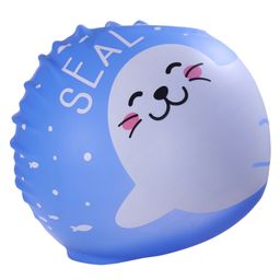 KIDLINGSS Seal Printed Silicone Swimming Cap - Dark Blue-17