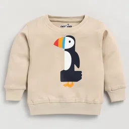 CUTOPIES Full Sleeves Bird & Number Printed Sweatshirt - Beige-picture-0