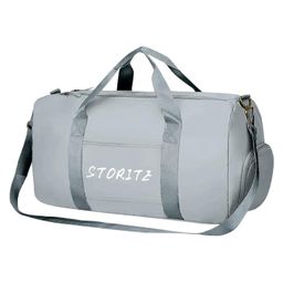 Storite Nylon 46 cm Foldable Travel Duffel Bag, Gym Bag, Shoulder Handbag for Women, Outdoor Weekend Bag with Shoe and Wet Clothes Compartments (Pink,46x23x23 cm) (Grey)-21