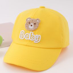 Baby Hug Free Size Baseball Cap With Bear Patch - Yellow-21