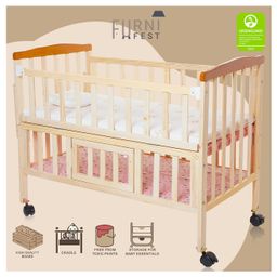 FURNIFEST Baby Cot Crib Along with Mattress, Mosquito Net and Head Shaping Pillow, Strong German Pinewood-17