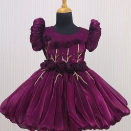 Li&Li BOUTIQUE Tissue Jimmychu Puff Sleeves Floral Applique Detailed Gown - Plum Purple-image-61