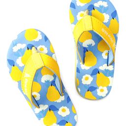 Pine Kids Slip On Flip Flops With Fruit & Floral Print - Yellow & Blue-image-91