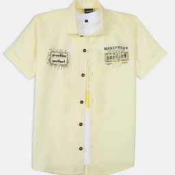 CAVIO Cotton Woven Half Sleeves Practice Makes Perfect Text Printed Shirt With Inner Tee - Lemon-image-84