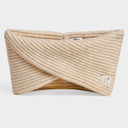 Mi Arcus Cotton Blend Bunny Patch Detailed Ribbed Neck Warmer - Cream-picture-1