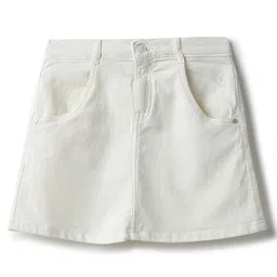 Tales & Stories Lycra Knit Solid Skirt - White-picture-26