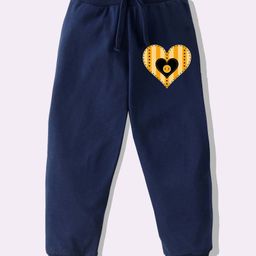 KAVEE Pure Cotton Knit Heart Printed Biowashed Lounge Pants - Navy Blue-picture-43