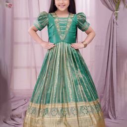 Lagorii Girls Embellished Embroidered Puff Sleeve Maxi Gown Dress-image-81