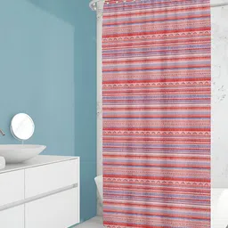 ArtzFolio Red & Blue Abstract Printed Waterproof Shower Curtain image 3