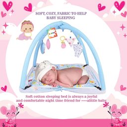 Kwitchy New Born Baby Bedding Combo Mattress with Mosquito Net & Sleeping Bag for 0-6 Months Infants Blue image 3