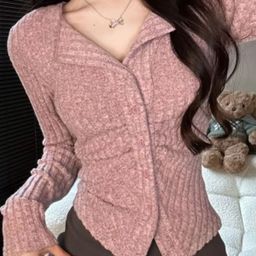 DressBerry Women Pink Cotton Front-Open Sweater-picture-33
