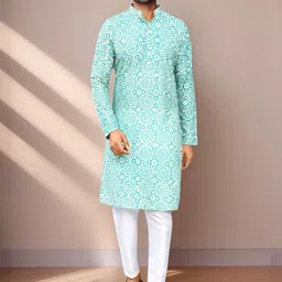Arihant Rai Sinha Men Ethnic Motifs Prined Regular Straight Kurta Pyjamas Set-image-11