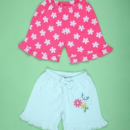 V-Mart Kids Pack Of 2 Floral Printed Mid-Rise Cotton Shorts-picture-32