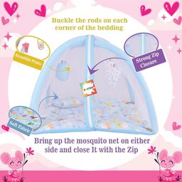 Kwitchy New Born Baby Bedding Combo Mattress with Mosquito Net & Sleeping Bag for 0-6 Months Infants Blue image 5