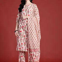 Anouk Floral Printed Pure Cotton Kurta with Trousers & With Dupatta-picture-12