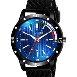 TARIDO Men Patterned Dial & Ceramic Textured Straps Analogue Watch TD-1806SM04 - BLUE DIAL-8
