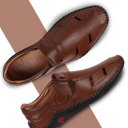 FAUSTO Men Brown PU Shoe-Style Sandals-image-26