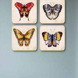 Livin'luxe Cream-Coloured & Yellow 4 Pieces Colorful Butterfly Wall Arts-picture-44