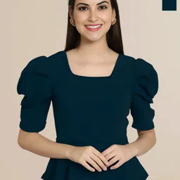 Mast & Harbour Pack of 2 Women Solid Puff Sleeve Top-picture-2