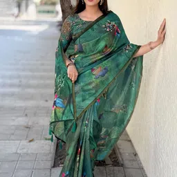 HERE&NOW Floral Silk Blend Saree-picture-6