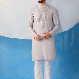 Inddus Men Ethnic Motifs Embroidered Regular Sequinned Kurta with Trousers-15