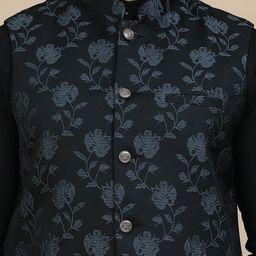 Jompers Men Ethnic Motifs Self Design Regular Kurta with Pyjamas With Nehru Jacket image 2