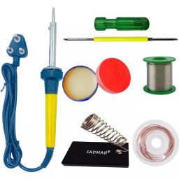 Fadman Soldering Iron Kit Pack Of 6, Wire, Flux, Stand, Wick, Screwdriver, 60 W Simple (Flat Tip)-14