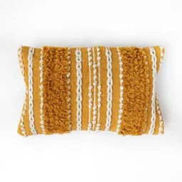 Rya Living Yellow & White Geometric Embroidered Rectangle Sunset Ember Cushion Cover-45