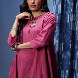 Taavi Woven design Panelled Ikat A-Line Kurta with Palazzos-picture-17