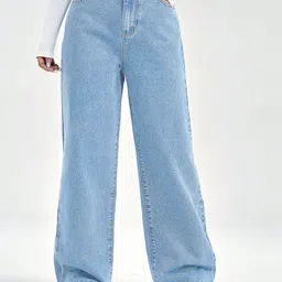 Mast & Harbour Women Wide Leg High-Rise Low Distress Stretchable Jeans-image-26