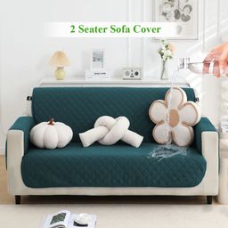 HOKIPO Blue Waterproof 2 Seater Sofa Cover With Arms-image-63