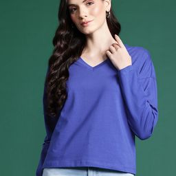 DressBerry V-Neck Pure Cotton T-shirt-image-31