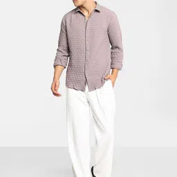 Campus Sutra Men Comfort Spread Collar Textured Polycotton Casual Shirt-image-99