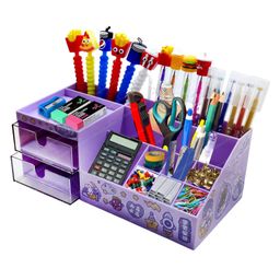 FunBlast Pen Holder Box with DIY Stickers - Purple-19