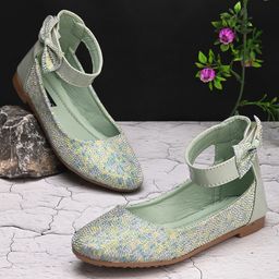 Steprite Bow Detailed Shimmer Embellished Bellies- Green-image-91